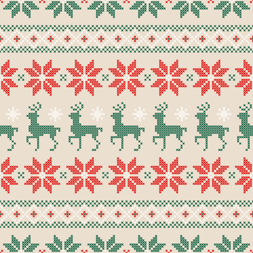 ニット ファブリック クリスマス パターン ベクター トナカイ クリスマス 北欧系デザイン 無料ベクター素材サイトのサシアゲル