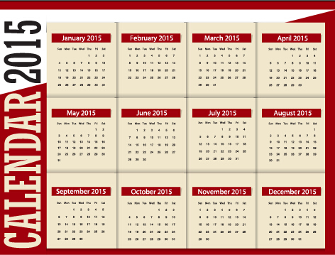 グリッド カレンダー 2015 ベクター デザイン 03 無料ベクター素材サイトのサシアゲル