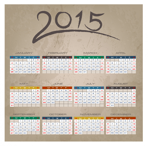 ヴィンテージ グランジ 2015 カレンダー ベクター 無料ベクター素材サイトのサシアゲル
