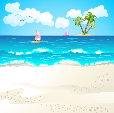 夏 ビーチ 旅行 イラスト 背景 ベクター 05 無料ベクター素材サイトのサシアゲル